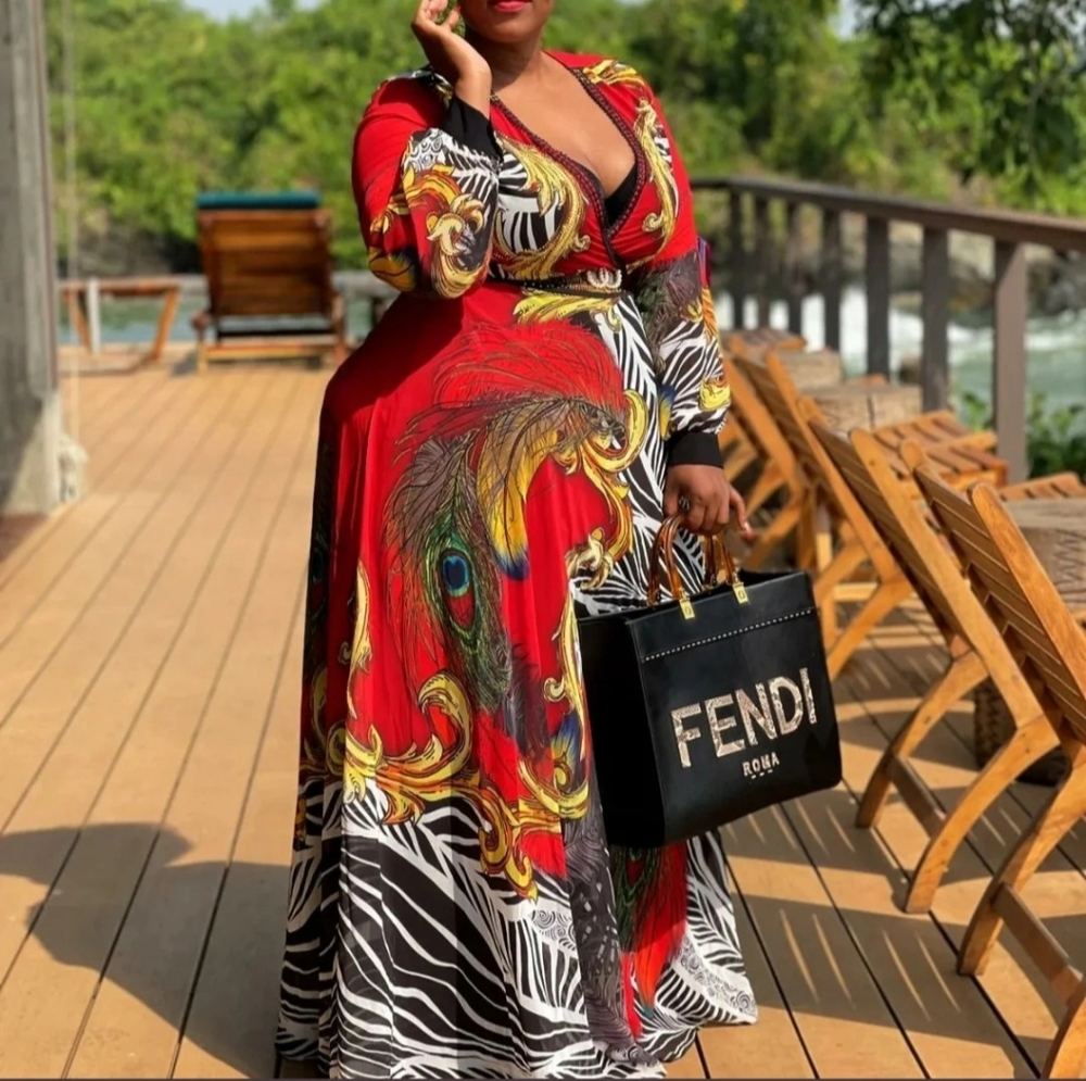 Red Multi Fit and Flare Maxi Dress